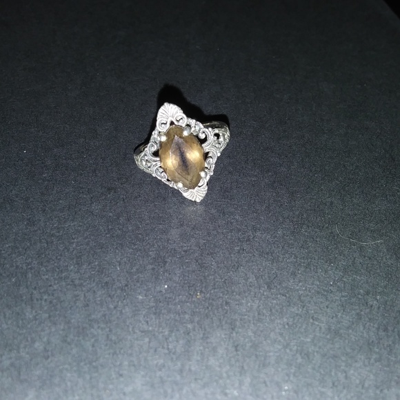 Vintage Cognac Brown Emerald .925 silver ring . - Picture 2 of 4